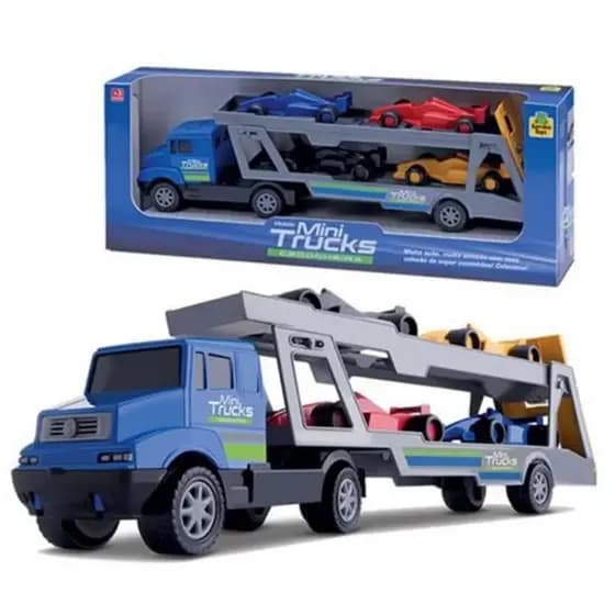 Caminhão Carreta Com 4 Carrinhos Formula 1 Corrida Mini Cegonha Criança Menino Brinquedo Diversão