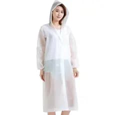 Capa de Chuva Transparente Reutilizável com Capuz Unissex Impermeável Portátil