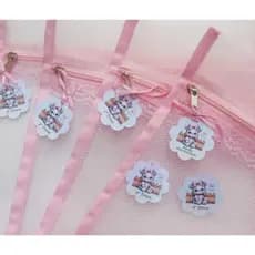 kit c / 4 Saquinhos Maternidade Rosa menina com TAG ursinha lacinho/ saquinho Organizador com Zíper babado rosa