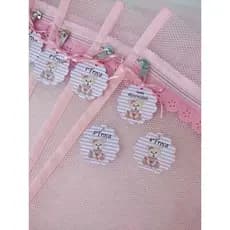 kit 5 saquinhos maternidade para organizadores de Bolsa  Maternidade /sacos de tule maternidade com TAG ursinho rosa