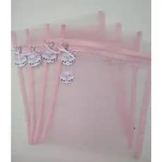 kit 4 Saquinhos Maternidade para bolsa maternidade com TAG ovelhinha no papel fotográfico e saco com rendinha