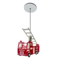 Luminária Pendente Caminhão Bombeiro Infantil Quarto Criança Menino (a) Bebê Teto Lustre Polícia