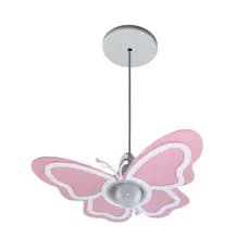 Luminária Borboleta Rosa Pendente Quarto infantil lustre decoração quarto de menina pendente branco
