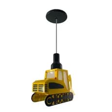Lustre Infantil Escavadeira em Acrílico Amarelo Trator Caminhão | Pendente Ajustável carro criança