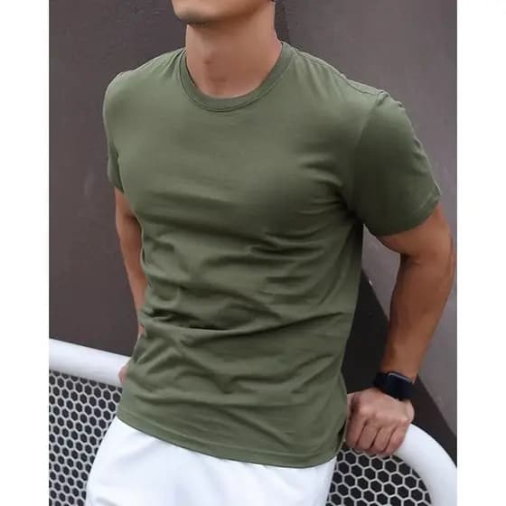 Camiseta Masculina Básica 100% Algodão Manga Curta Slim