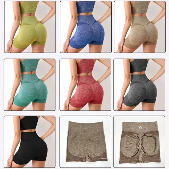 Kit 2 Short Leggings Esportivas Femininas de Cintura Alta com Secagem Rápida para Academia e Yoga- Modeladora Empina o Bumbum