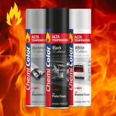 Tinta Spray Alta Temperatura 600°C Lata 350ml Uso Externo Chemicolor Escapamentos Motos Carros Fogão Microondas