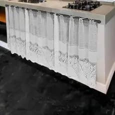 Cortina Para Pia - Balcão de Cozinha Renda Branca uma folha - 0,80x1,50m Desenho Floral Tulipas