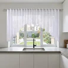 Cortina de Renda Cozinha Cascata Tulipa Floral 3,20m x 1,10m Branca Decorativa Sala Quarto Apartamento Luxo Moderna