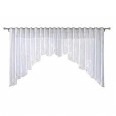 Cortina Renda pra Cozinha Cascata Tulipa Floral Branca 1,10m x 3,20m Decorativa Sala Quarto Apartamento Luxo Moderna