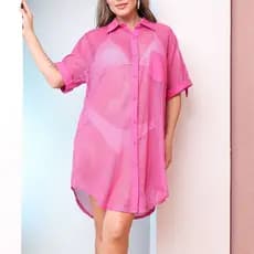 Camisa saída de praia de telinha - camisão feminino de praia, camisa de praia 913