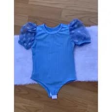 Body Bory Infantil Blusa Menina Criança Tule Poa Manga Curto