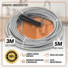 Desentupidor De Pia Ralo Cano 5 Metros Tufão Mola Flexível Tubulação Tanque Pia Banheiro Cozinha Quintal Cano Calhas