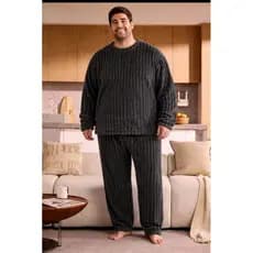 pijama plus size masculino e feminino de frio Fleece canelado