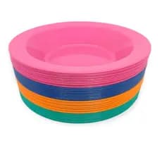 Kit 25 Unidades Pratos Fundos Redondos de Plástico para refeições Churrasco Festas Escola