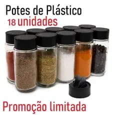 Kit  Potes Tempero Condimentos Tampa Dosadora Dupla de Plástico - 100 ml