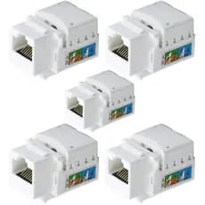 Kit C/ 5 Conector Rj45 Utp Femea Cat6 Branco Keystone