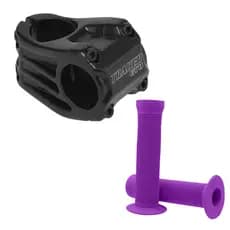 MESA SUPORTE AVANÇO GUIDÃO CURTA AHEAD SET GTU FALCON 31.8MM X 45MM  COM MANOPLA BMX COLORIDA