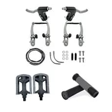 Kit Manopla + Freio Nylon + Pedal Metal 1/2 Bike Aro 20-26