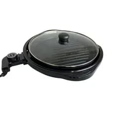 Grill Elétrico Redondo Premium com Termostato 127V - Preta - Moderno - Compacto - Ideal para Carnes e Legumes