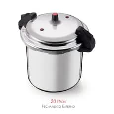 Panela de Pressão 20 litros Profissional com Fechamento Externo - Alminio - Ideal para grandes refeições - 2 válvulas