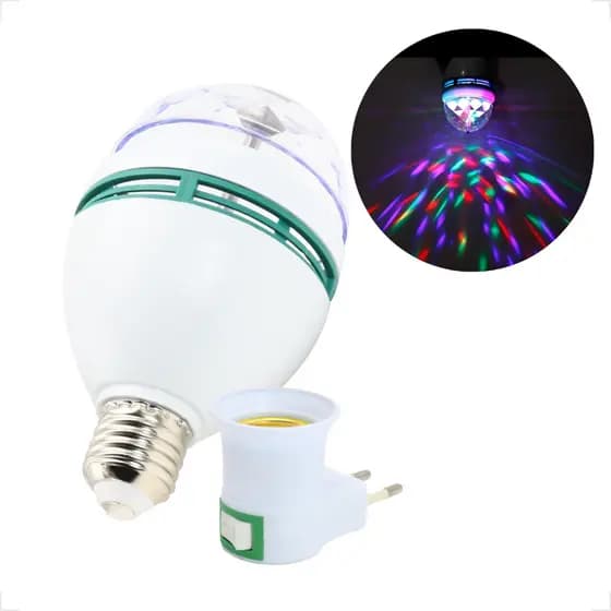 Lâmpada LED RGB Giratória Bivolt Globo Luz Colorida Festa Balada DJ Discoteca Escolha 1, 2 ou 3 Unidades