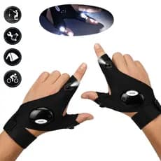 Luva Com Luz LED Lanterna De Dedo Mãos Livres Para Pesca Noturna Reparos Mecânico Camping Bike