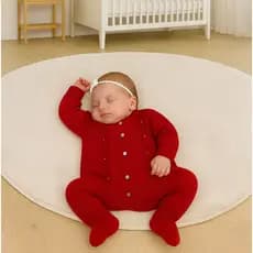 Macacão Jardineira Vira Pé Tricot Luxo Natal Vermelho Bebê Recém Nascido Menino Menina  Roupinha Elegante e Confortável
