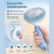 Escova Removedor de Pelos Pet Autolimpante Inox para Cachorro e Gato Rasqueadeira Profissional Anti Queda
