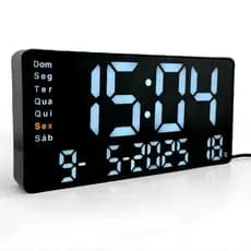 Relógio Digital LED De Parede E Mesa Calendário Alarme Data Temperatura