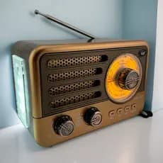 Rádio Retrô Bluetooth AM/FM/SW Recarregável Portátil Com Cartão TF E Com Lanterna