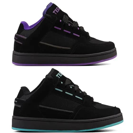 kit 2 pares Tenis academia Masculino e Feminino Moda Diferente  skate unisex Preto e Preto Roxo Casual envio full