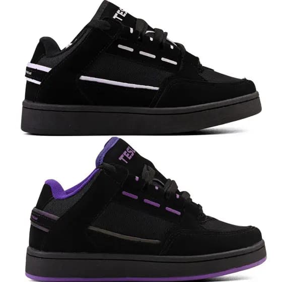 kit 2 pares Tenis academia Masculino e Feminino Moda Diferente  skate unisex Preto e Preto Roxo Casual envio full