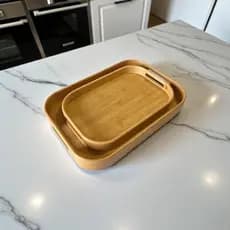 Bandeja Retangular Funda Bambu Decorativa Organizadora
