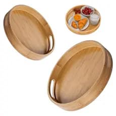 Bandeja Bambu Redonda Funda Decorativa Organizadora