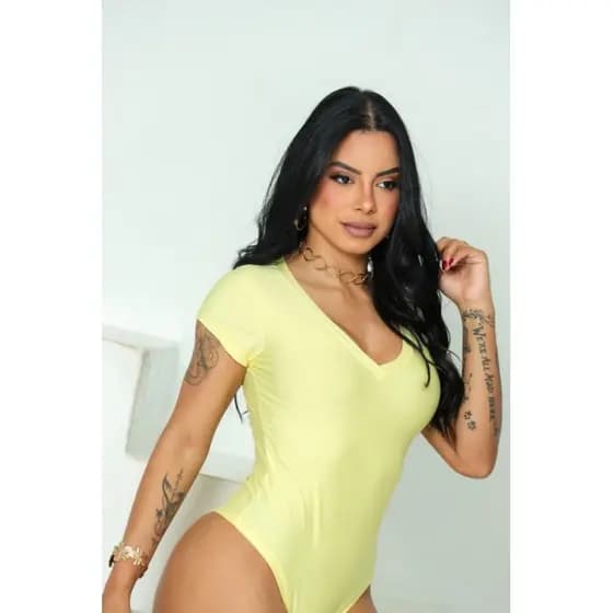 Body Blusa Feminino - manga curta gola V Sem bojo - Suplex