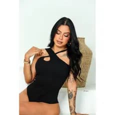 Body Feminino Alça 2 em 1 - Ombro único, Alça Versátil -Canelado Anarruga