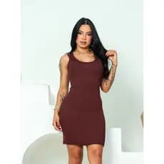 Vestido curto Regata casual malha Ribana canelado Tubinho Tamanho único