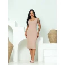 Vestido Midi Regata com fenda - Ribana canelado - Tamanho único