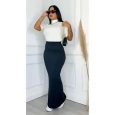 Saia longa feminina tubinho Ribana canelado - Tamanho único (M)