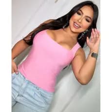 Blusa Regata Gola Quadrada sem bojo - Suplex - Tamanho único (P/M)