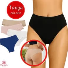 Kit 5 ou 3 Calcinhas Tanga Cos Alto Corte Laser 5CM