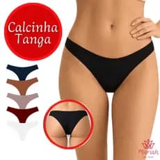 Kit 3 Calcinhas Tanga Sem Costura Corte Laser Sortida