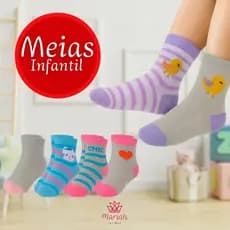 Kit 12 ou 6 Pares Meia Infantil Cano Longo Feminina Sortida