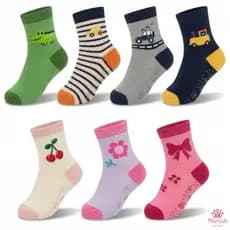 Kit 12 ou 6 Pares Meias Infantil Bebê Antiderrapante Algodão Menina Menino Sortidas