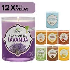 Kit 12 Velas Aromáticas 130g Queima de 72h Cada - Diversas Fragrâncias