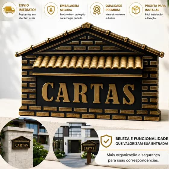 Caixa Correio Tijolinho Para Grade e Muro em Pvc Reforçado Com Porta Cadeado para Segurança