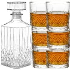Kit Licoreira Garrafa De Vidro Para Whisky + 6 Copos De Whisky Mini Bar Em Casa Decoração Uisque