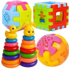 Kit Completo Brinquedos Para Bebês Menino Menina Educativo Esferas e Cubo Torre Didático Encaixar Colorido