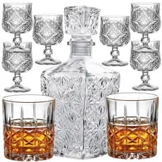 Kit Garrafa De Vidro Para Whisky Mini Bar 2 Copos Para Whisky 6 Mini Taça Para Licor Decoração